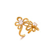 Goldplated Stainless Steel Open Doublelayer Flower Ring With Bright Zircon Details For Women