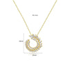 Goldtone Copper Leaf Pendant Necklace With Zircon Inlay Wheat Ear Branch Design And Ochain For Women