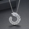 Goldtone Copper Leaf Pendant Necklace With Zircon Inlay Wheat Ear Branch Design And Ochain For Women
