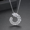 Goldtone Copper Leaf Pendant Necklace With Zircon Inlay Wheat Ear Branch Design And Ochain For Women