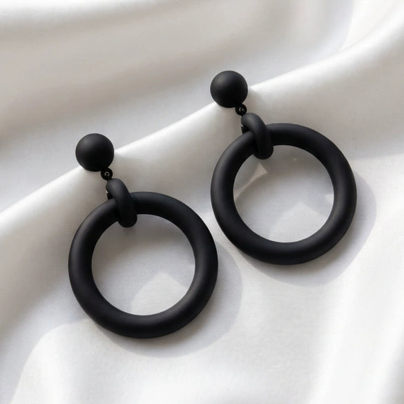 Goldtone Oversized Round Hoop Earrings For Women Electroplated Iron Alloy Geometric Statement Jewelry With Stainless Steel Posts