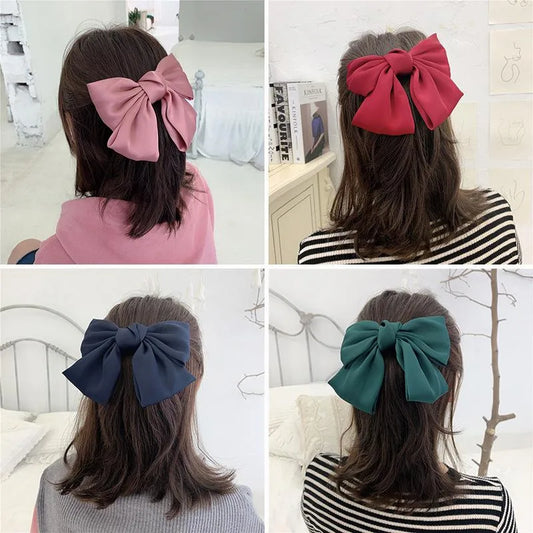 Gorgeous Satin Oversized Double Bow Hair Clip Korean Hair Accessories New