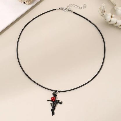 Gothic Cool Style Halloween Pattern Letter Heart Shape Alloy Polyester Wholesale Pendant Necklace