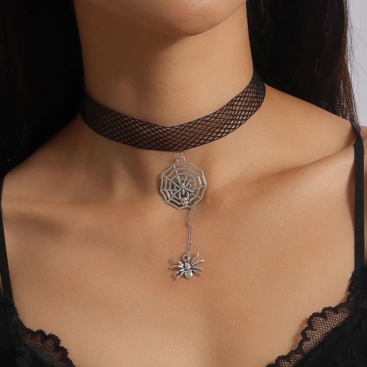 Gothic Cool Style Spider Web Elastic Band Women'S Choker