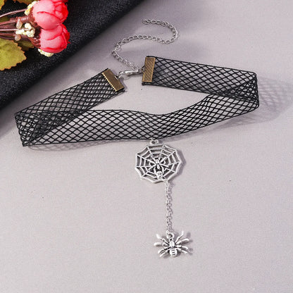 Gothic Cool Style Spider Web Elastic Band Women'S Choker