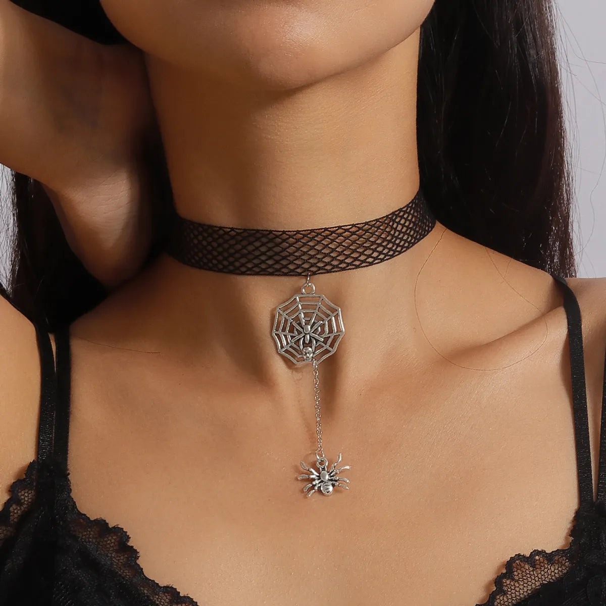 Gothic Cool Style Spider Web Elastic Band Women'S Choker