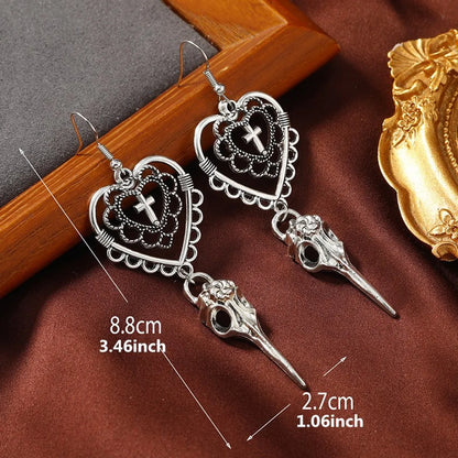 Gothic Cross Heart Shape Skull Alloy Plating Halloween Women's Drop Earrings