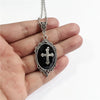 Gothic Cross Pendant Embossed Crystal Alloy Cross Necklace For Unisex