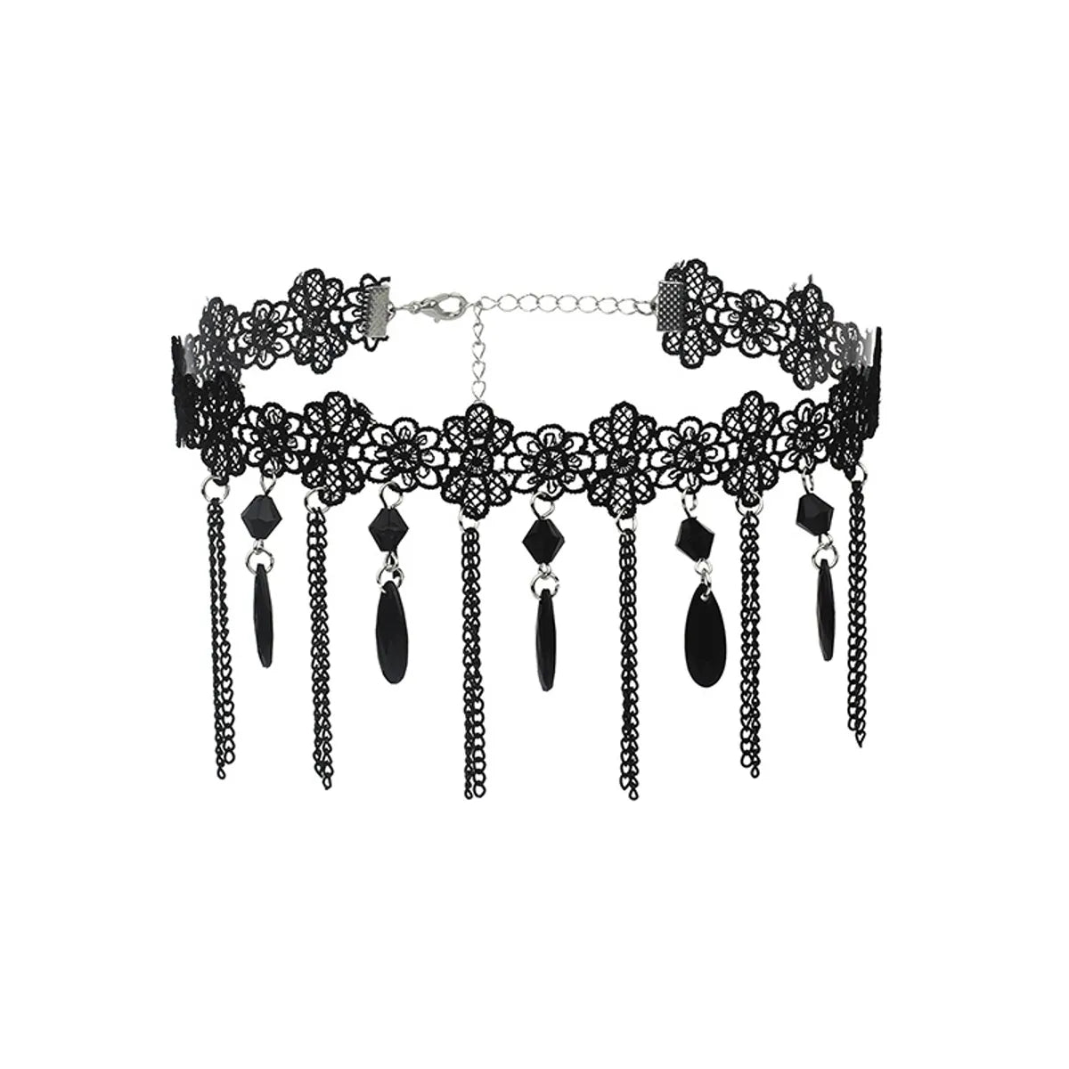 Gothic Dark Tassel Lace Choker