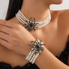 Gothic Dark Wind Simulation Spider Imitation Pearl Alloy Pendant Women's Multi Layer Clavicle Chain Necklace With Ball Chain