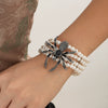 Gothic Dark Wind Simulation Spider Imitation Pearl Alloy Pendant Women's Multi Layer Clavicle Chain Necklace With Ball Chain