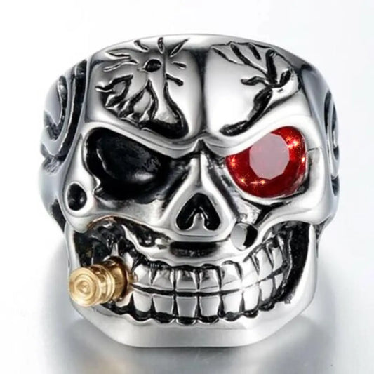 Gothic Ethnic Style Cool Style Skull Alloy Plating Inlay Rhinestones Men'S Rings