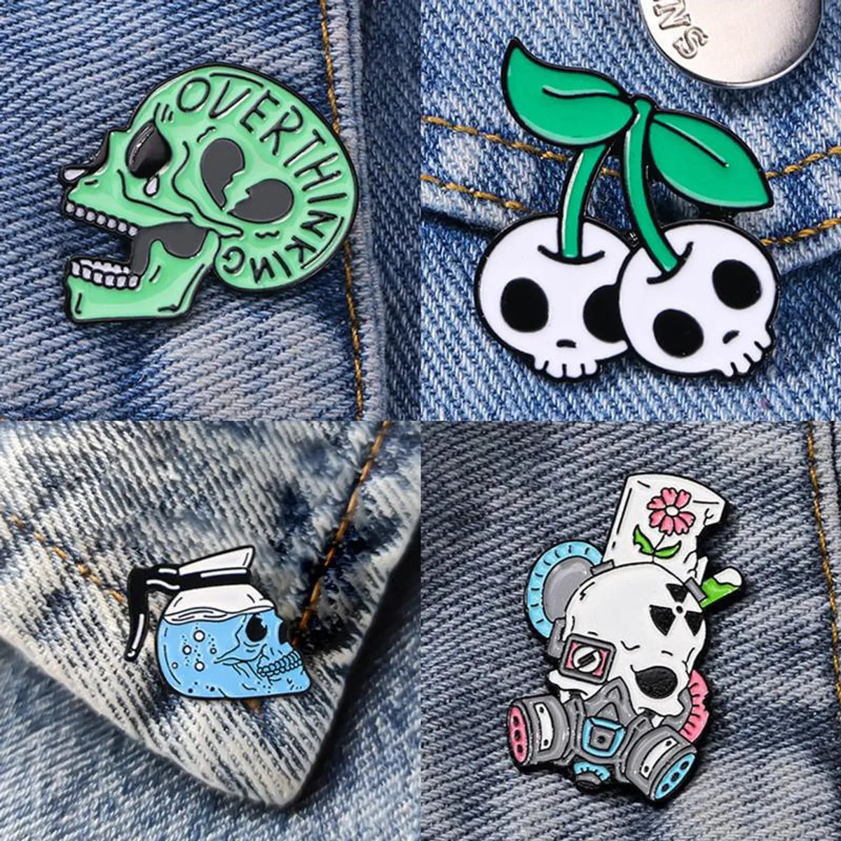 Gothic Funny Cool Style Skull Alloy Unisex Brooches