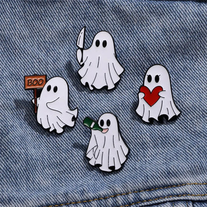 Gothic Funny Pumpkin Ghost Alloy Stamping Stoving Varnish Plating Unisex Brooches