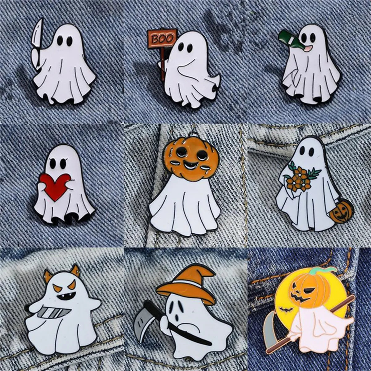 Gothic Funny Pumpkin Ghost Alloy Stamping Stoving Varnish Plating Unisex Brooches