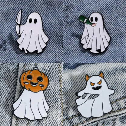 Gothic Funny Pumpkin Ghost Alloy Stamping Stoving Varnish Plating Unisex Brooches