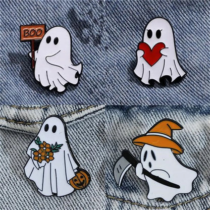 Gothic Funny Pumpkin Ghost Alloy Stamping Stoving Varnish Plating Unisex Brooches