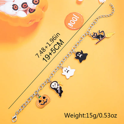 Gothic Funny Streetwear Pumpkin Skull Grimace Alloy Charm Halloween Unisex Bracelets