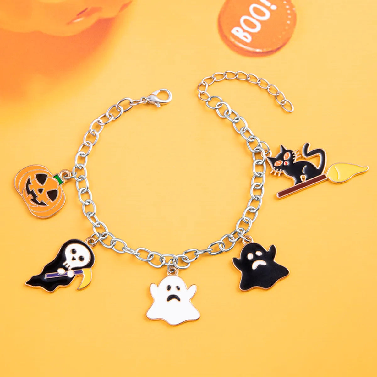 Gothic Funny Streetwear Pumpkin Skull Grimace Alloy Charm Halloween Unisex Bracelets