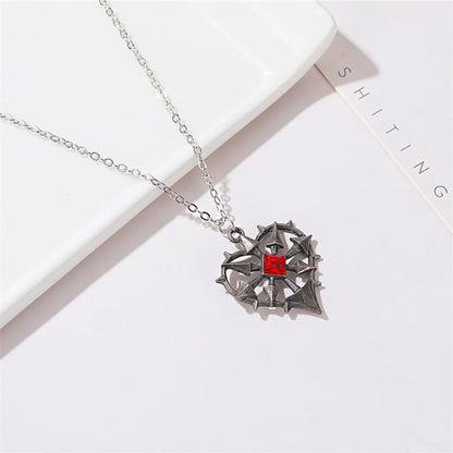 Gothic Heart Shape Alloy Hollow Out Artificial Gemstones Women'S Pendant Necklace