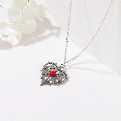 Gothic Heart Shape Alloy Hollow Out Artificial Gemstones Women'S Pendant Necklace