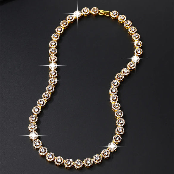 Gothic Hip-Hop Punk Chain Necklace Zinc Alloy Three-Dimensional Diamond Rhinestones Unisex Necklace