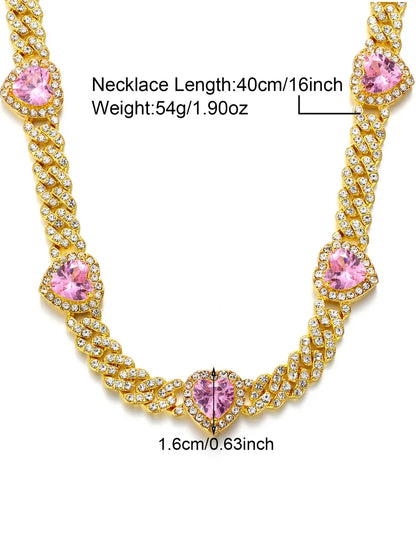 Gothic Hip-Hop Punk Chain Necklace Zinc Alloy Three-Dimensional Diamond Rhinestones Women'S Necklace