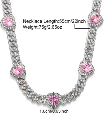 Gothic Hip-Hop Punk Chain Necklace Zinc Alloy Three-Dimensional Diamond Rhinestones Women'S Necklace