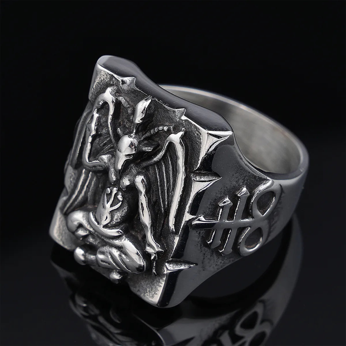 Gothic Hip-Hop Punk Geometric 304 Stainless Steel Titanium Steel Men'S Rings