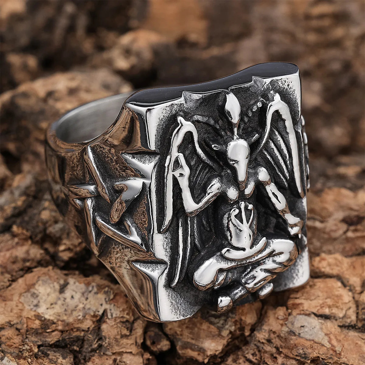 Gothic Hip-Hop Punk Geometric 304 Stainless Steel Titanium Steel Men'S Rings