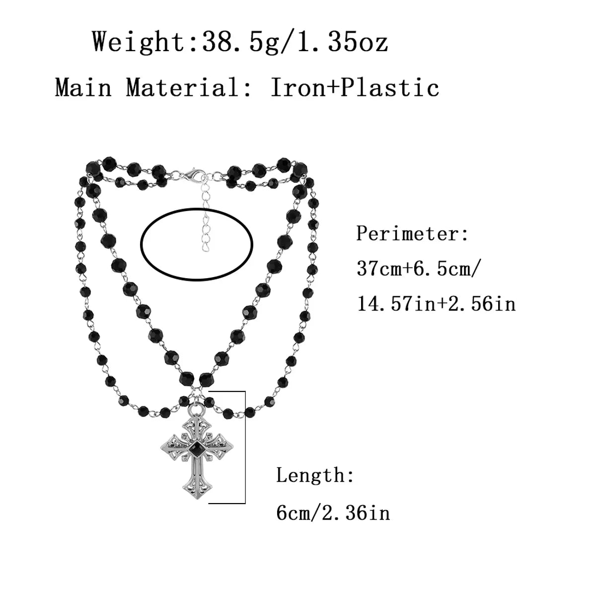 Gothic Hip-Hop Retro Cross Alloy Glass Iron Wholesale Double Layer Necklaces