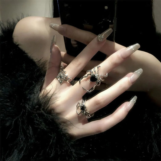 Gothic Hip-Hop Retro Spider Alloy Irregular Plating Women's Open Rings