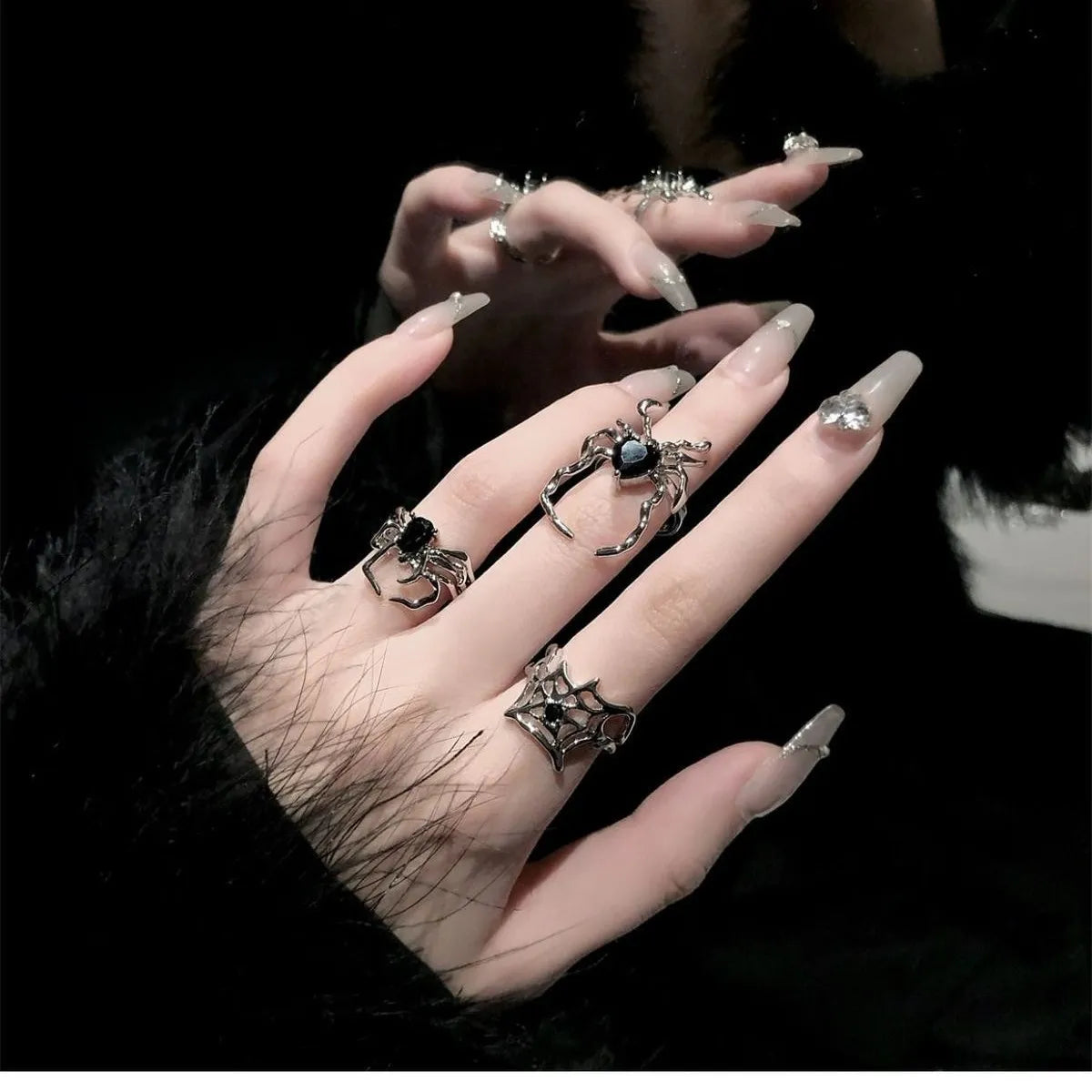 Gothic Hip-Hop Retro Spider Alloy Irregular Plating Women's Open Rings