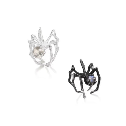 Gothic Hip-Hop Retro Spider Alloy Plating Inlay Moonstone Unisex Open Rings