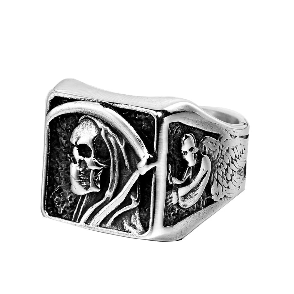 Gothic Hip-Hop Skull Stainless Steel Polishing None Men'S Rings