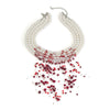 Gothic Imitation Pearl Crystal Tassel Necklace Geometric Style