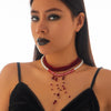 Gothic Imitation Pearl Velvet Crystal Geometric Tassel Ball Chain Necklace With Electroplating For Women