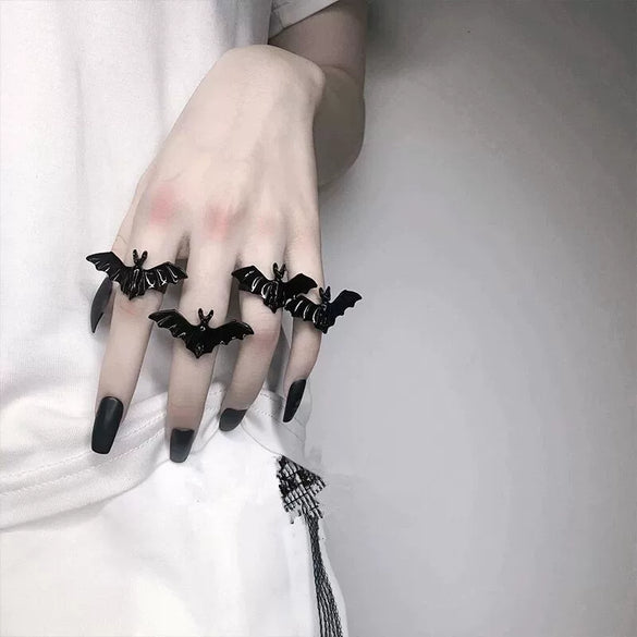 Gothic Open Bat Ring Alloy Jewelry Electroplated With Animal Pattern Unisex