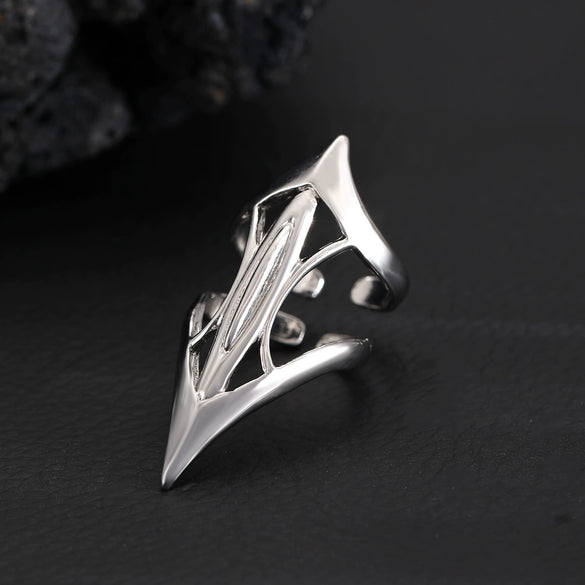Gothic Punk Design Advanced Joint Ring Alloy Geometric Electroplated Unisex Retro Adjustable Opening Ring
