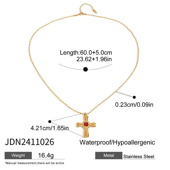Gothic Punk Style Multilayered Cross Stainless Steel Necklace With Geometric Pattern And Electroplating