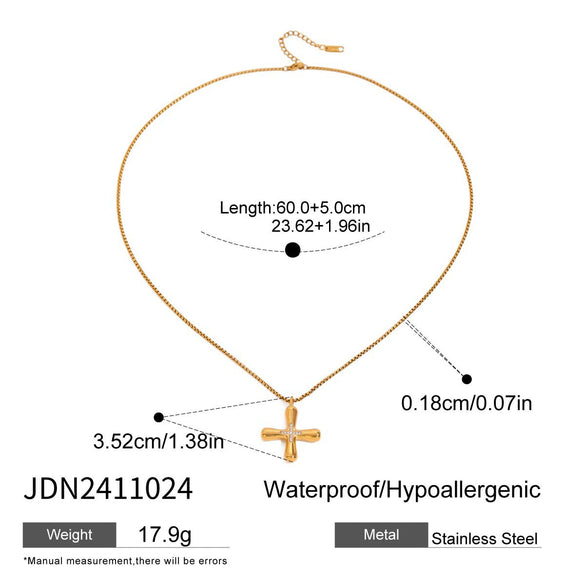 Gothic Punk Style Multilayered Cross Stainless Steel Necklace With Geometric Pattern And Electroplating