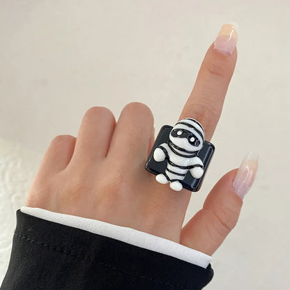 Gothic Retro Cartoon Character Plastic Resin Halloween Women'S Rings