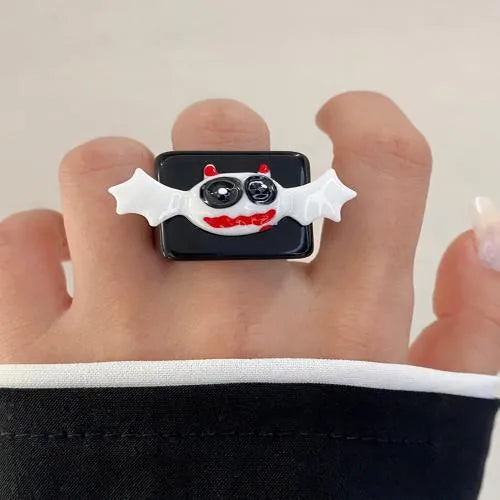 Gothic Retro Cartoon Character Plastic Resin Halloween Women'S Rings