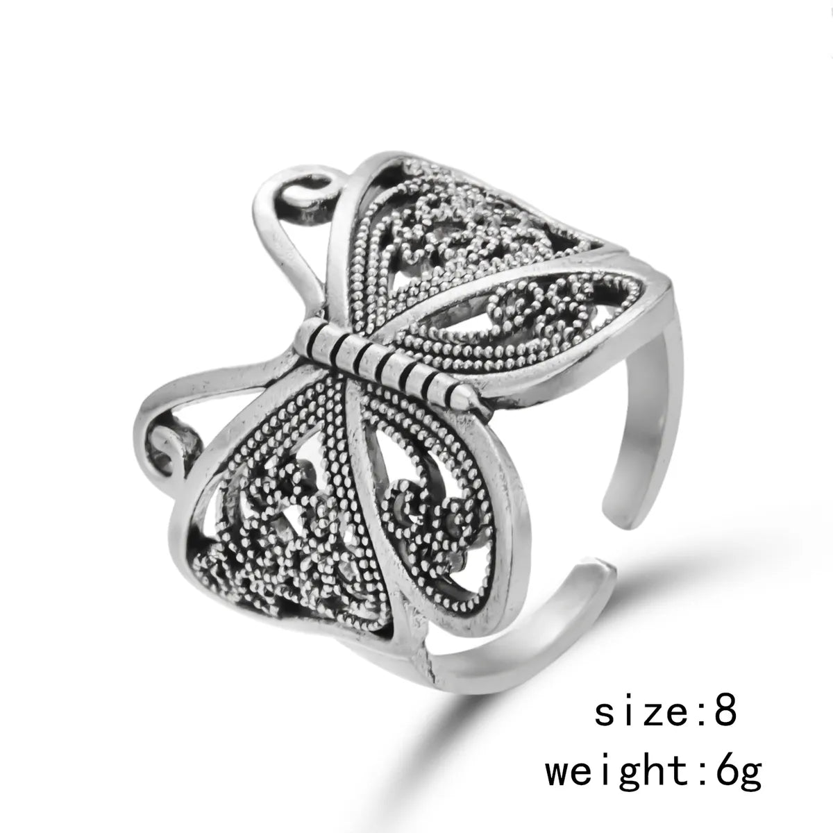 Gothic Retro Cool Style Butterfly Alloy Hollow Out Women'S Open Rings