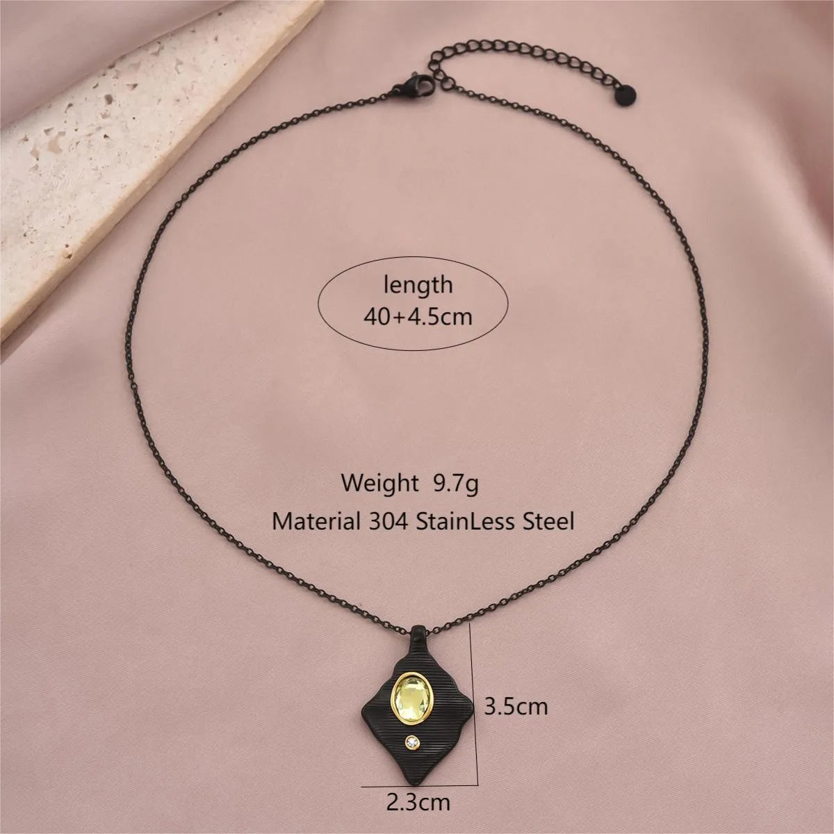 304 Stainless Steel Gothic Retro Plating Inlay Geometric Zircon Pendant Necklace