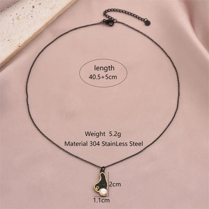 304 Stainless Steel Gothic Retro Plating Inlay Geometric Zircon Pendant Necklace