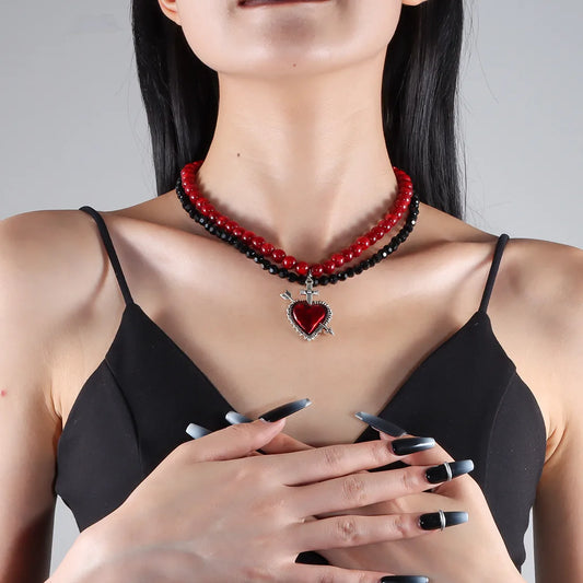 Gothic Retro Heart Shape Plastic Wholesale Pendant Necklace