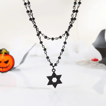 Gothic Retro Hexagon Plastic Iron Wholesale Double Layer Necklaces