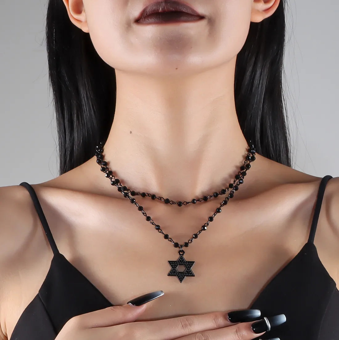 Gothic Retro Hexagon Plastic Iron Wholesale Double Layer Necklaces