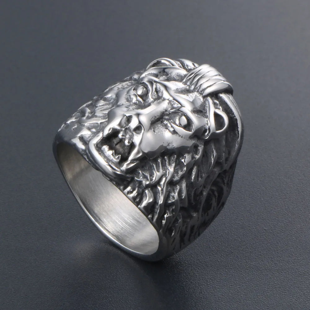 Gothic Retro Punk Lion 304 Stainless Steel Polishing Men'S Rings